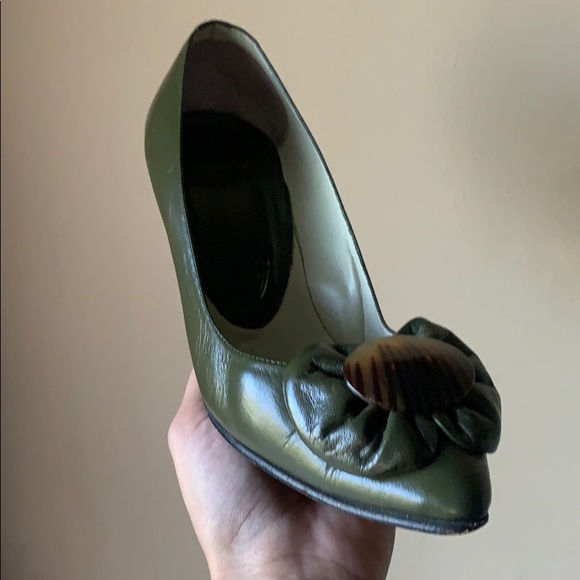 Vintage Shoes - Vintage green kitten heel shoes